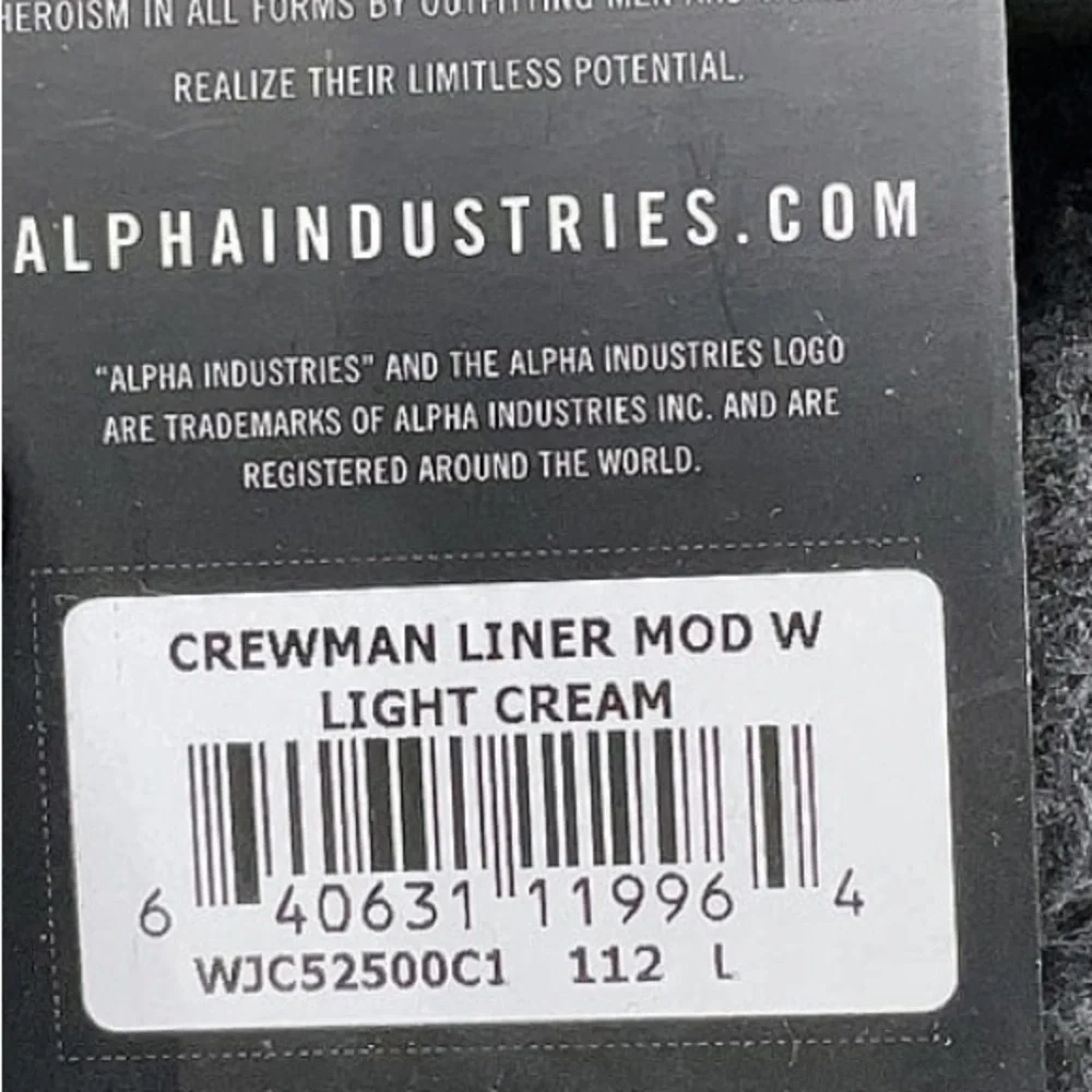 Alpha Industries CREWMAN LINER MOD Women’s Quilted Jacket Cream Large - Picture 4 of 6